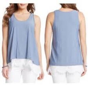 Karen Kane Womens Denim Blue Lace Hem Tank Top M